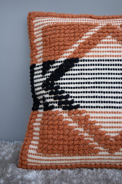 Rust & Black Geometric Tufted Cushion Cover - Image 4