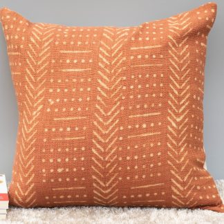 Rust Mudcloth Pattern Cushion Cover
