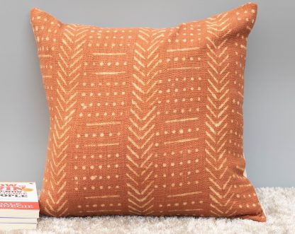 Rust Mudcloth Pattern Cushion Cover