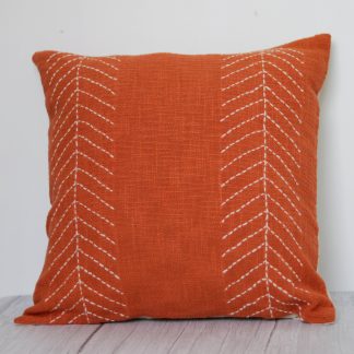 Rust Orange Leaf Stitch Cushion Cover