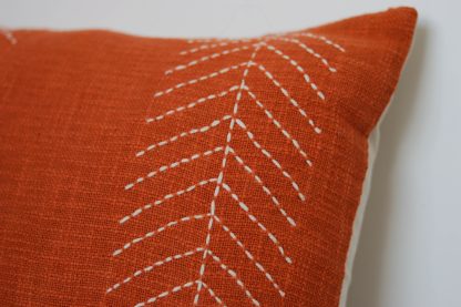 Rust Orange Leaf Stitch Cushion Cover - Image 3
