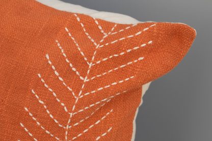 Rust Orange Leaf Stitch Cushion Cover - Image 2