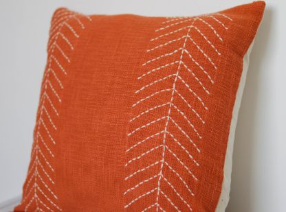 Rust Orange Leaf Stitch Cushion Cover - Image 4