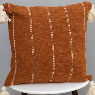 Rust Orange Vertical Stitch Cushion Cover