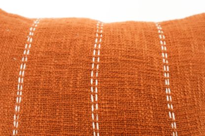 Rust Orange Vertical Stitch Tassel Cushion Cover - Image 3