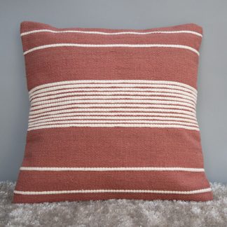 Rust Red & Cream Textured Stripe Cushion Cover