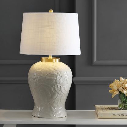 Palm Leaf Ceramic LED Table Lamp - Image 2