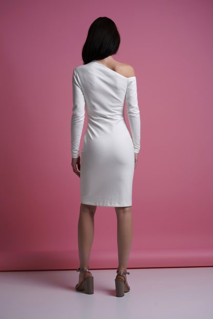 Summer white one-sleeve slim dress - Image 5