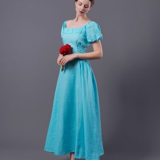 Vintage Square Neck Ramie Dress
