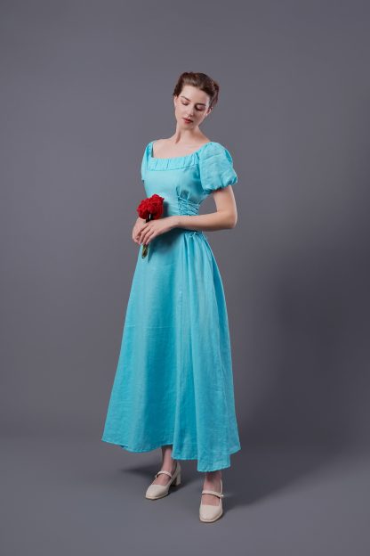 Vintage Square Neck Ramie Dress