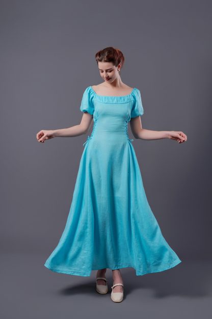 Vintage Square Neck Ramie Dress - Image 3