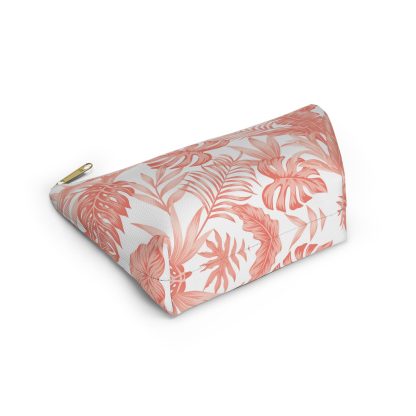 Tropical coral leaf pattern cosmetic bag - Image 3