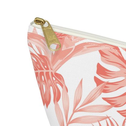 Tropical coral leaf pattern cosmetic bag - Image 4