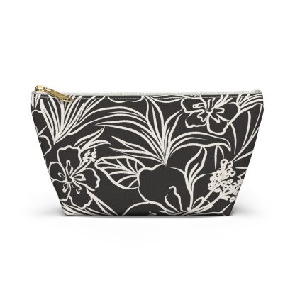 Black and white hibiscus cosmetic bag