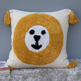 Tufted Lion Face Kids’ Cushion Cover