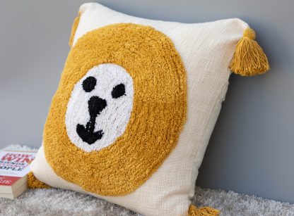 Tufted Lion Face Kids’ Cushion Cover - Image 3