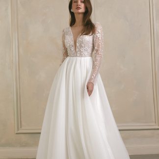Unique Long Sleeve Ball Gown Wedding Dress
