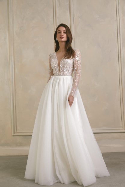 Unique Long Sleeve Ball Gown Wedding Dress
