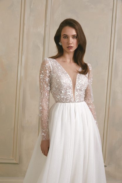 Unique Long Sleeve Ball Gown Wedding Dress - Image 6