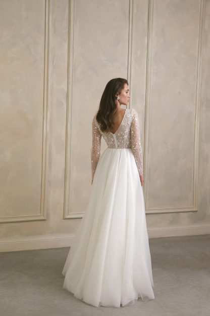 Unique Long Sleeve Ball Gown Wedding Dress - Image 4