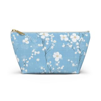 Blue flower pattern cosmetic bag