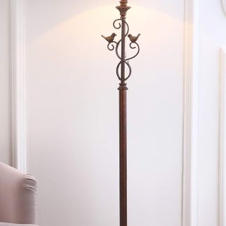 Vintage wrought iron bird decorative floor lamp