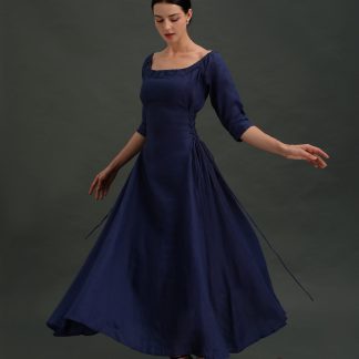 Retro Square Neck Tie Dress
