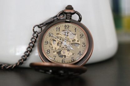 Vintage Art Skeleton Mechanical Pocket Watch