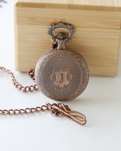 Vintage Floral Bronze Pocket Watch - Image 3