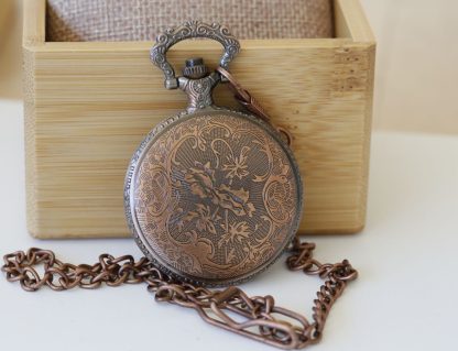 Vintage Floral Bronze Pocket Watch - Image 4