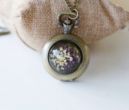 Vintage Floral Resin Pocket Watch - Image 5