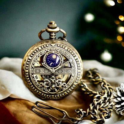 Vintage gold skeleton pocket watch - Image 2