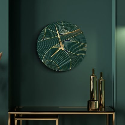 Green and gold wall clock - Image 3