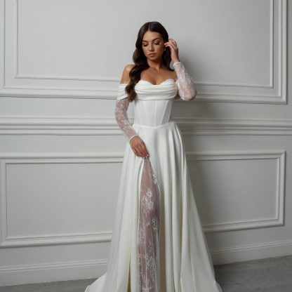 Satin Corset Wedding Dress - Image 6
