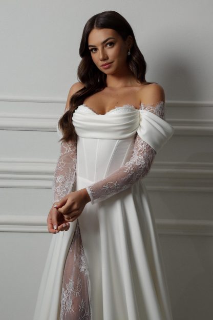 Satin Corset Wedding Dress - Image 3