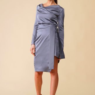 Women's Elegant Satin Wrap Dress
