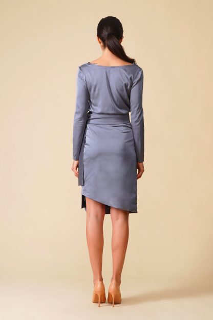 Women's Elegant Satin Wrap Dress - Image 2