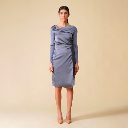 Women's Elegant Satin Wrap Dress - Image 5