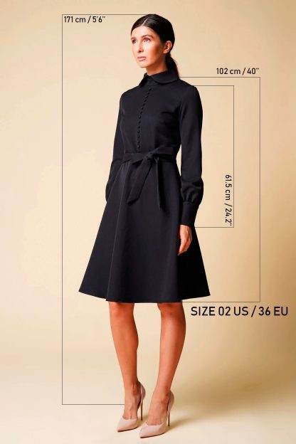 Women's black lapel dress - Image 8