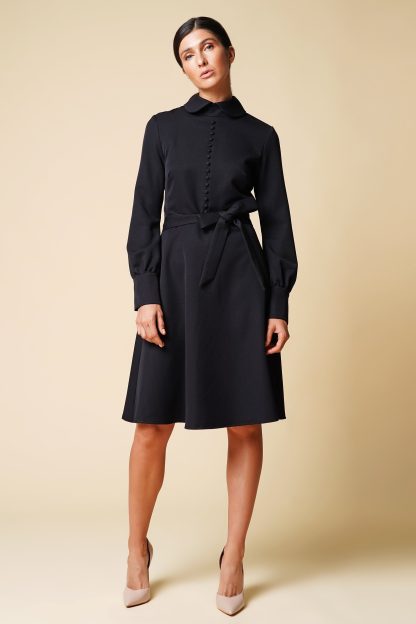 Women's black lapel dress - Image 7