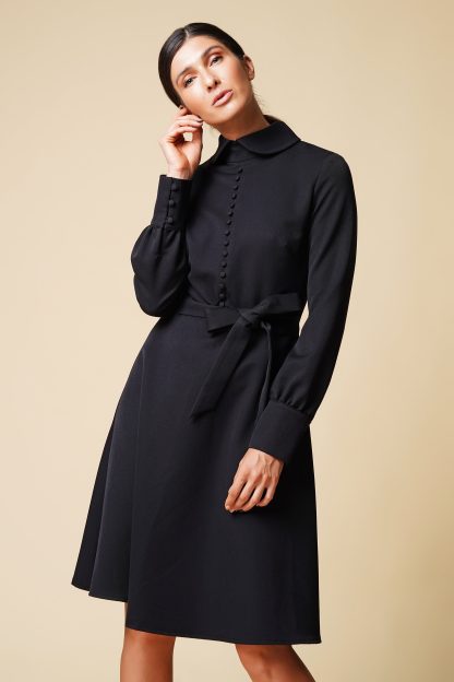 Women's black lapel dress - Image 3