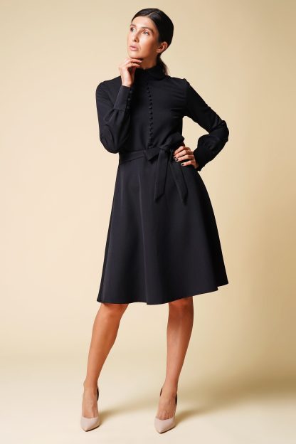 Women's black lapel dress - Image 2