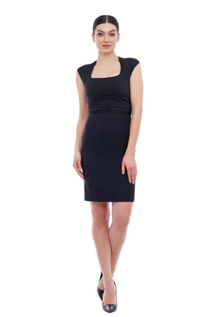 Women's black square neck dress - Image 4