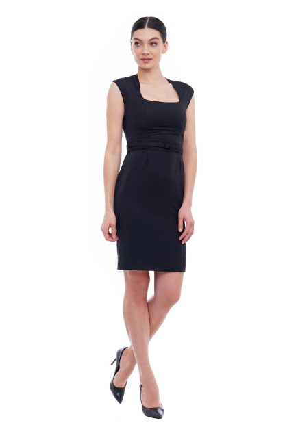 Women's black square neck dress - Image 3