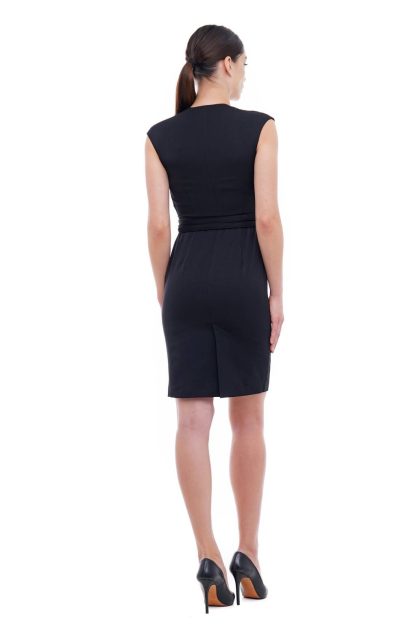 Women's black square neck dress - Image 2