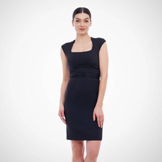 Women's black square neck dress