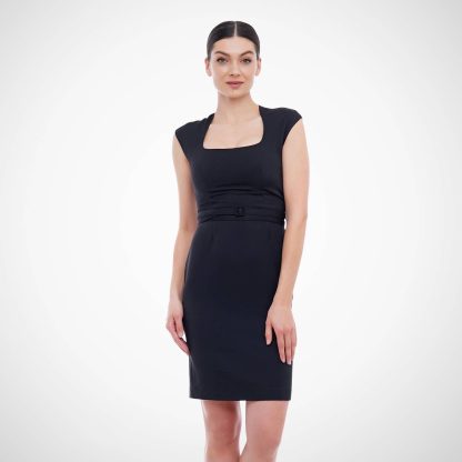 Women's black square neck dress