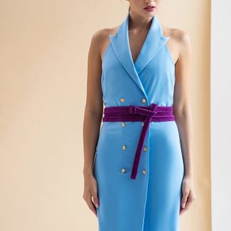 Women's light blue backless dress