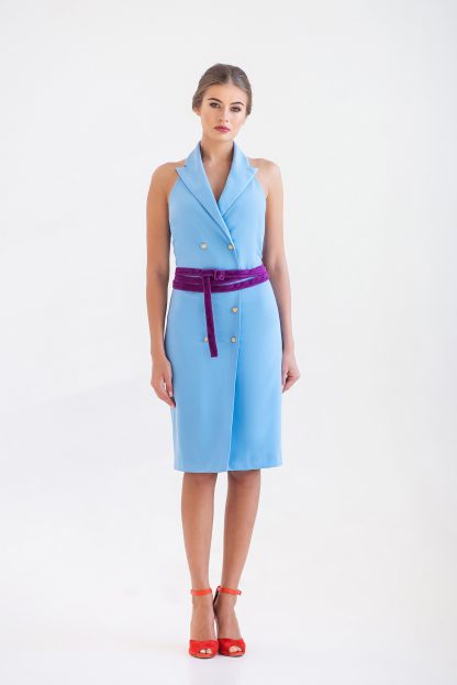 Women's light blue backless dress - Image 4