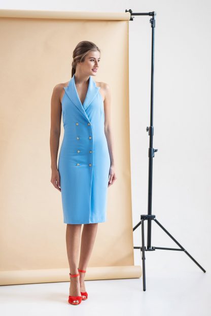 Women's light blue backless dress - Image 2